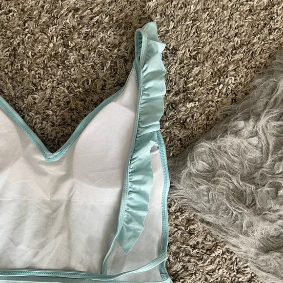 SHEIN Light Blue Ruffle One-Piece Swimsuit - Picture 4 of 8